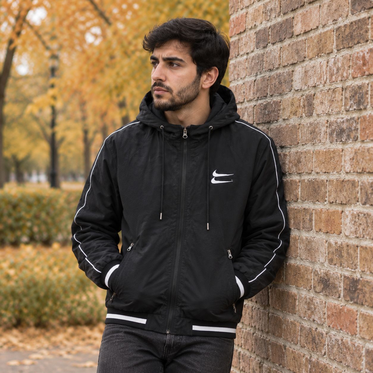 کاپشن دو نایک مشکی مردانه مدل Sina
