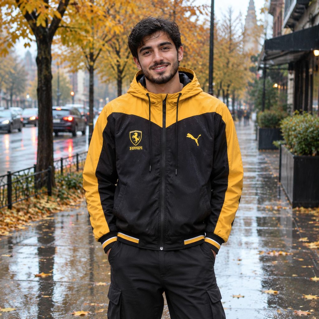 کاپشن مشکی کرم مردانه مدل Ferrari
