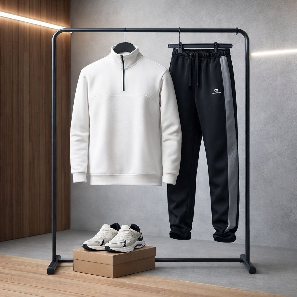 پکیج ست مردانه دورس نیم زیپ و شلوار بنگال Mehrab