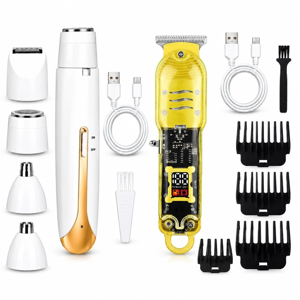 پکیج ریش تراش HAIR CLIPPER شیور شارژی موزن 4کاره بانوان