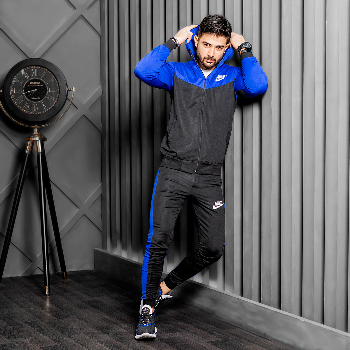 ست سوییشرت شلوار Nikeمردانه مشکی آبی مدلDepi