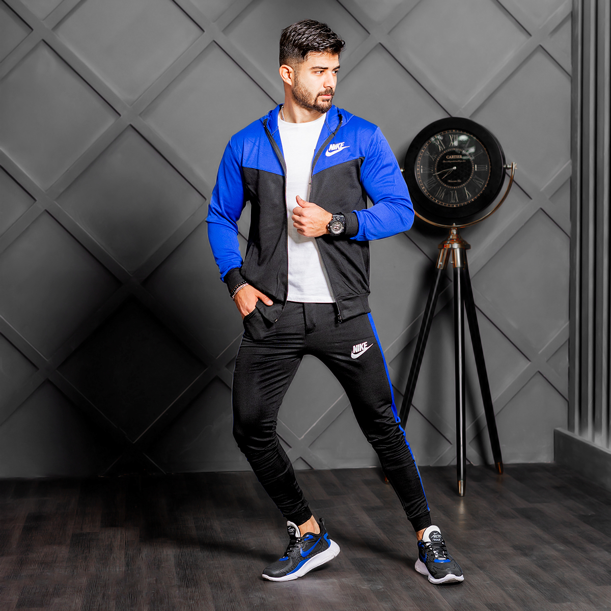 ست سوییشرت شلوار Nikeمردانه مشکی آبی مدلDepi