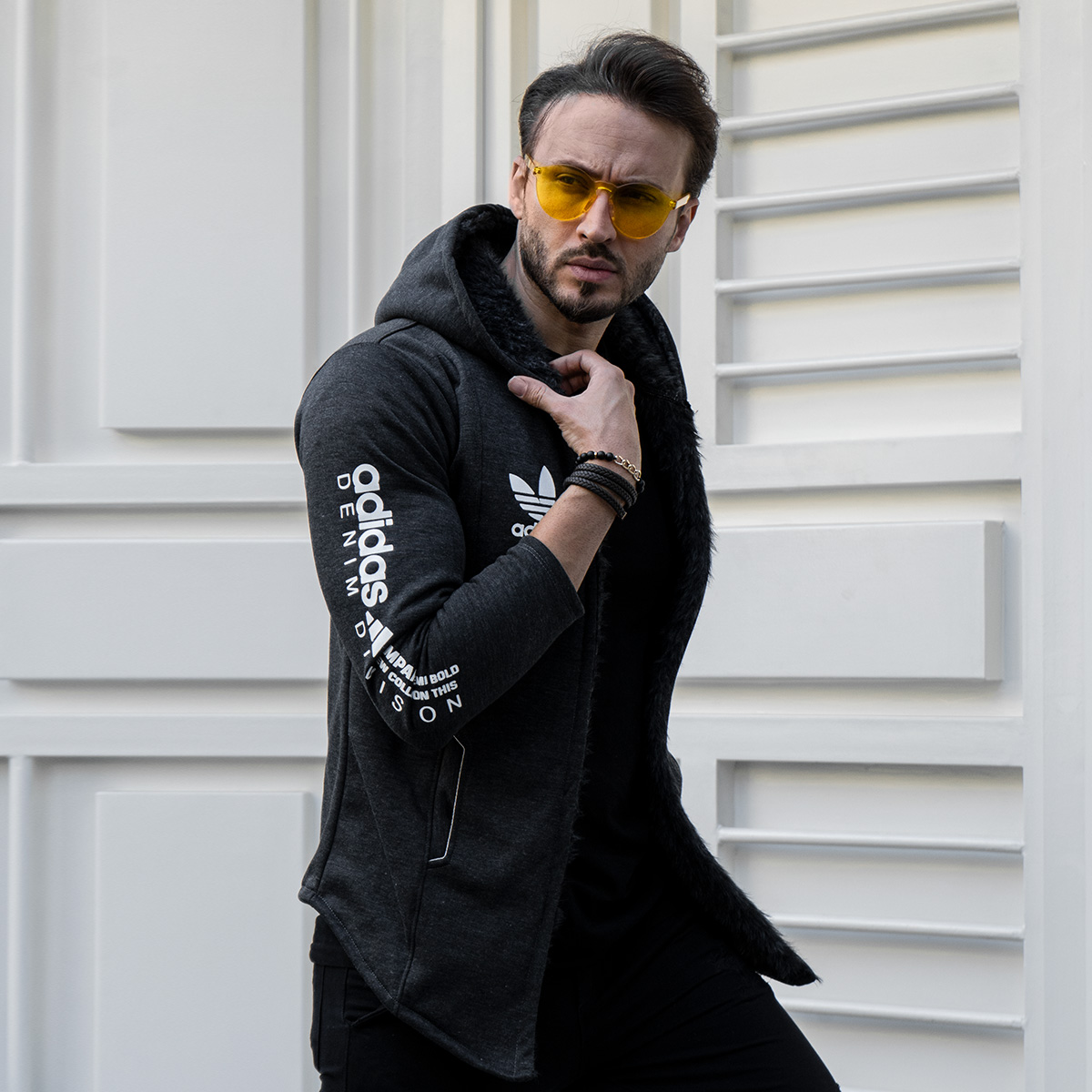 هودی Adidas مردانه ذغالی مدل Aran