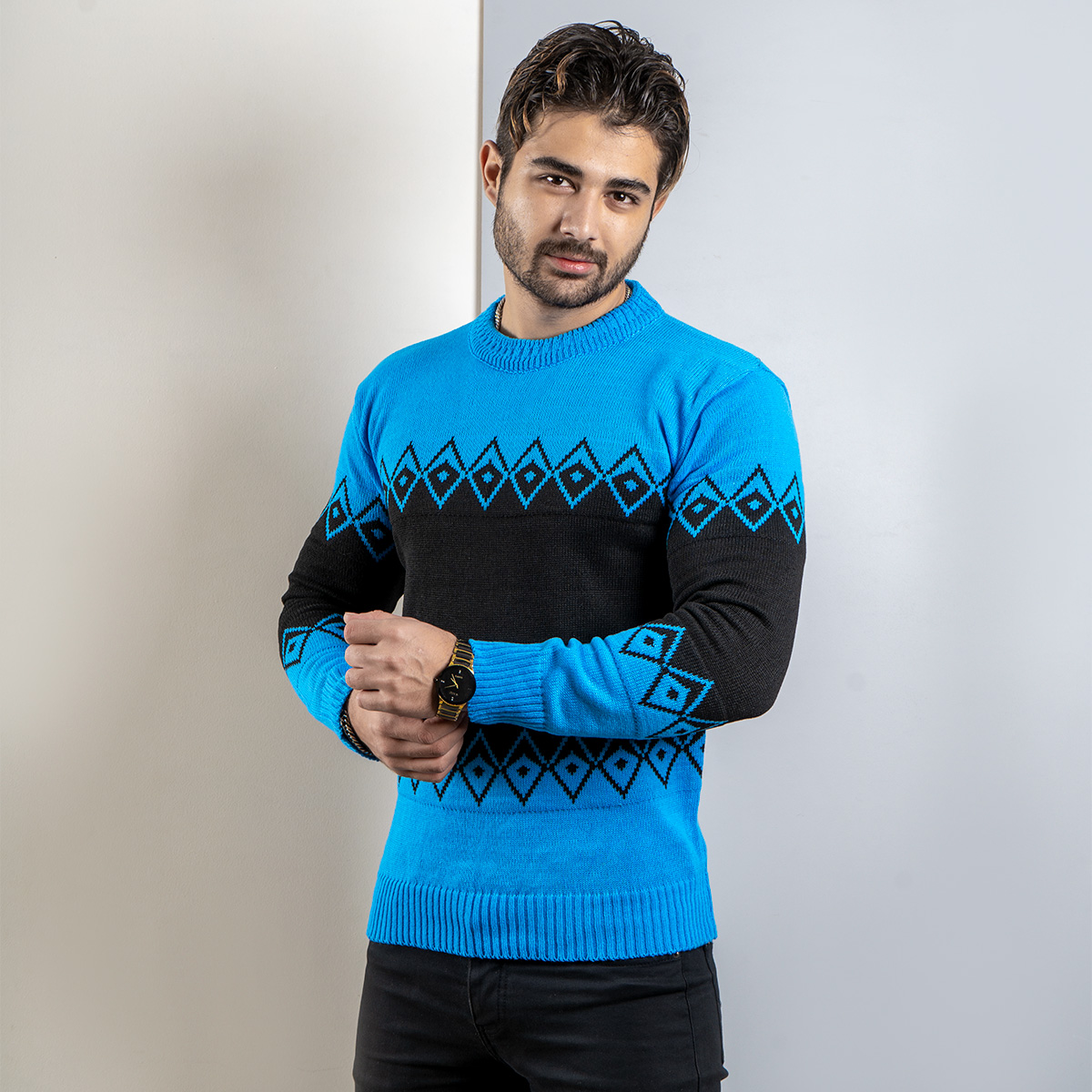 پلیور مردانه آبی مشکی(T) مدل roter