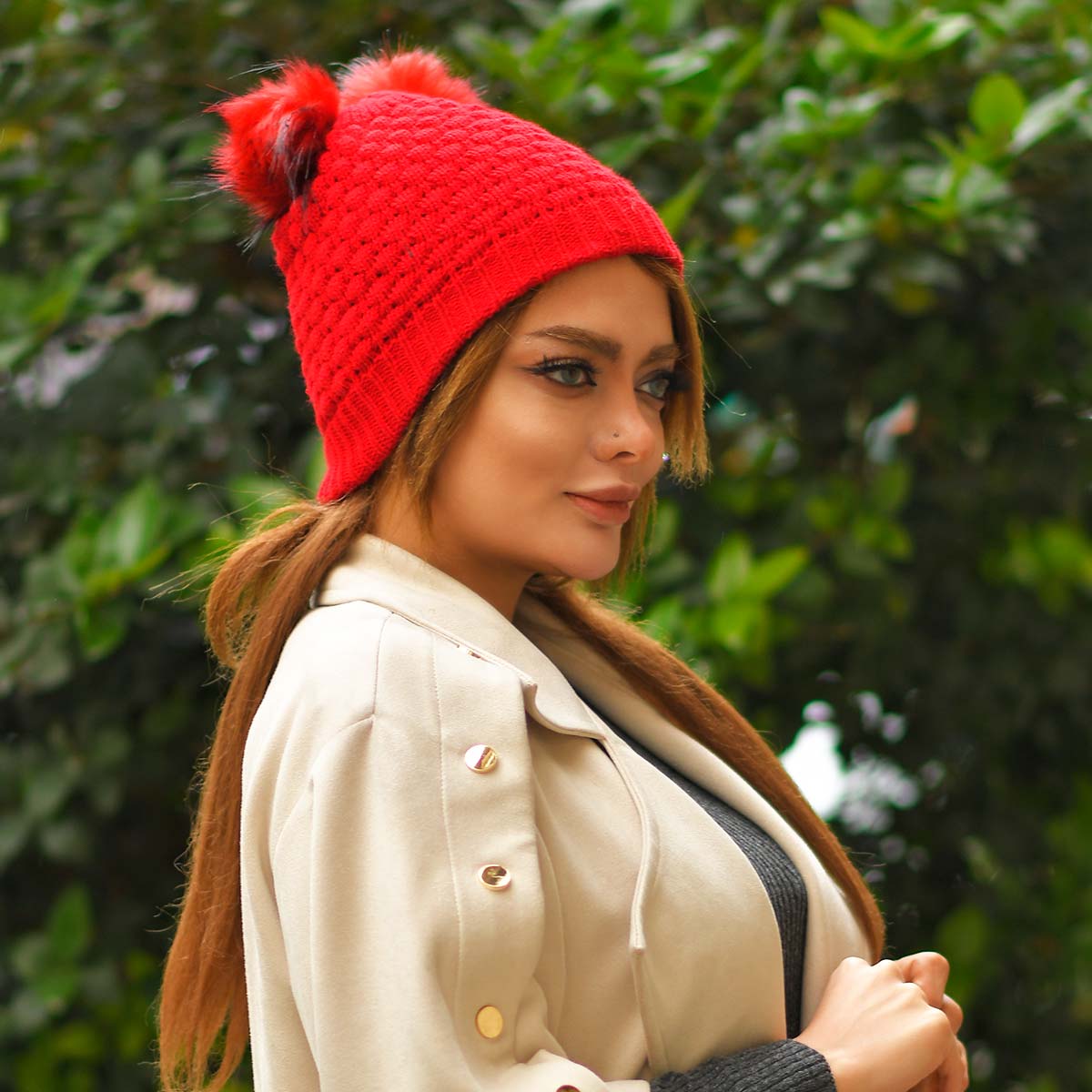 کلاه دخترانه خرگوشی قرمز مدل Boshra