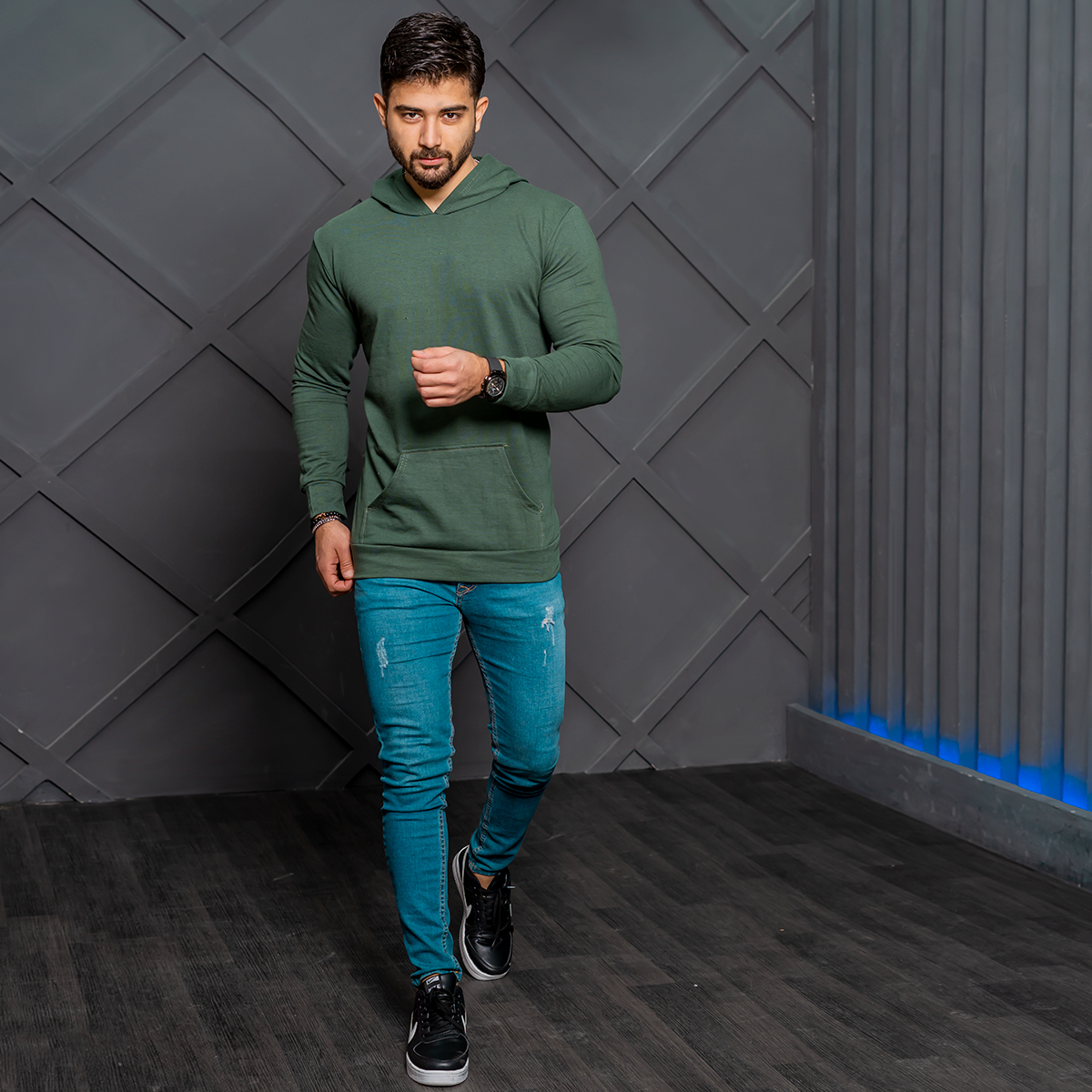 هودی مردانه سبز مدل Ramtin