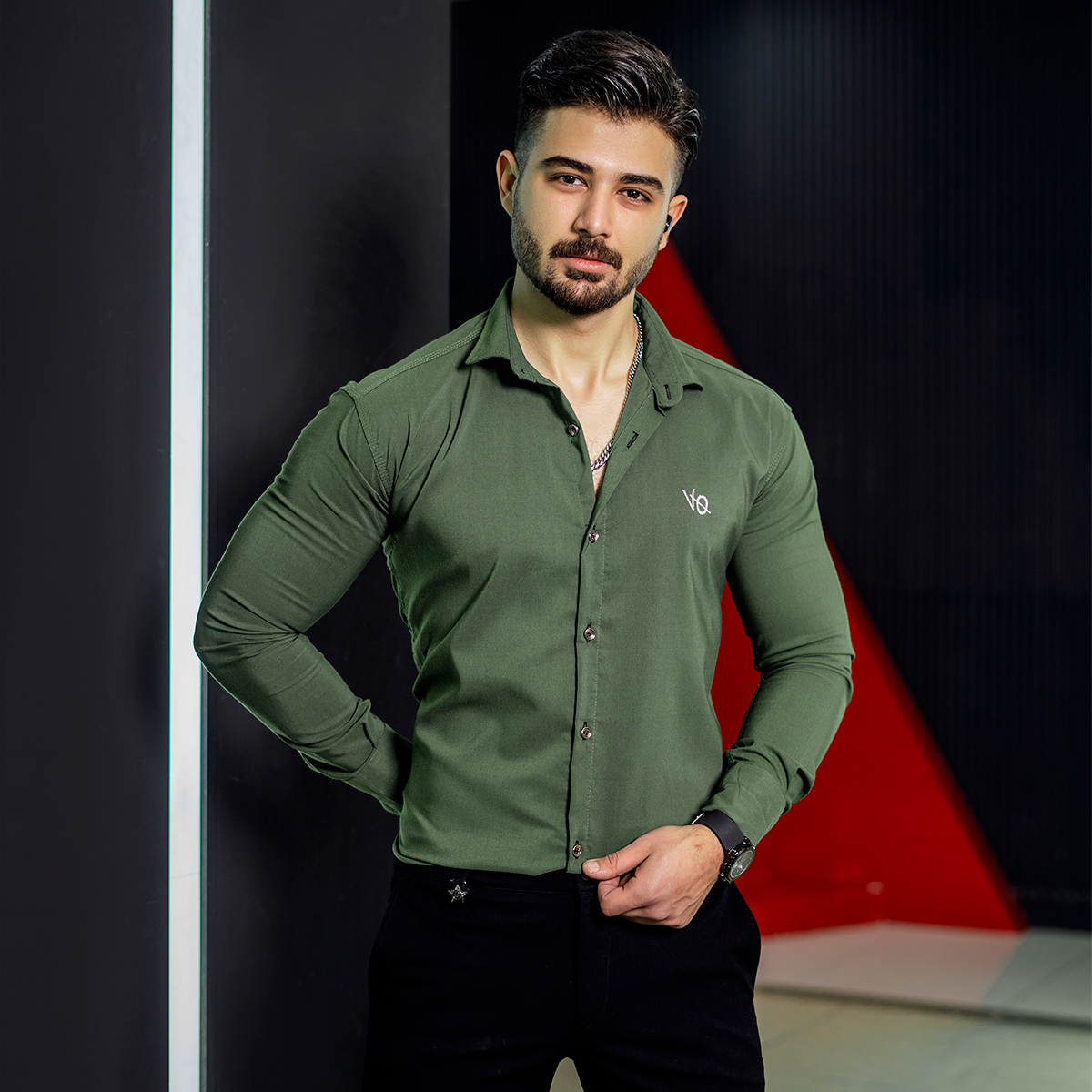 پیراهن مردانه سبزمدل VQ
