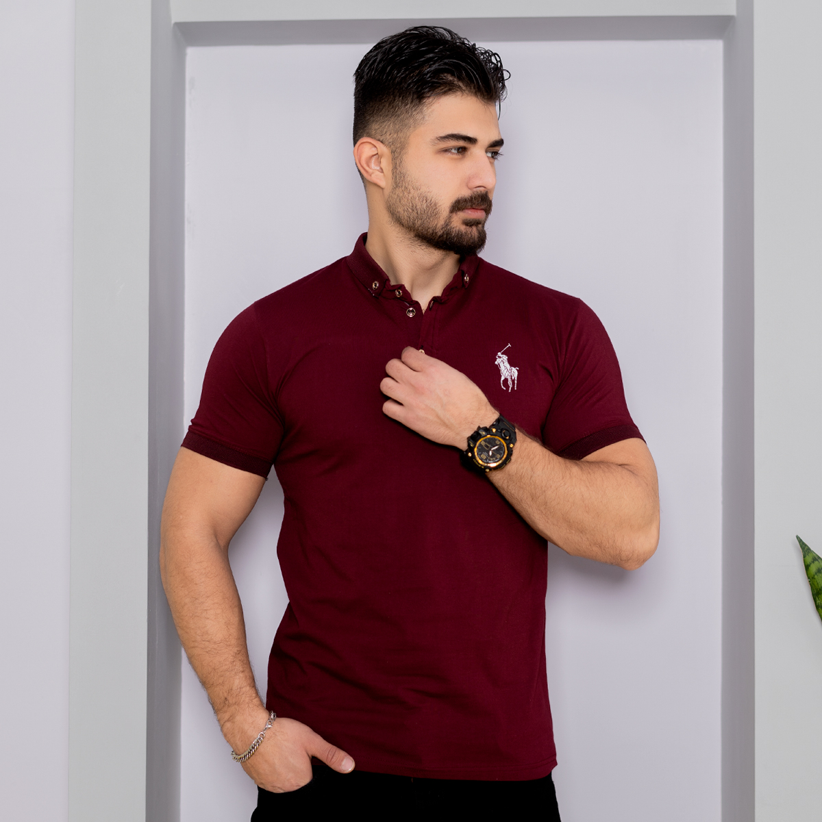 تیشرت POLO مردانه زرشکی مدل Havino