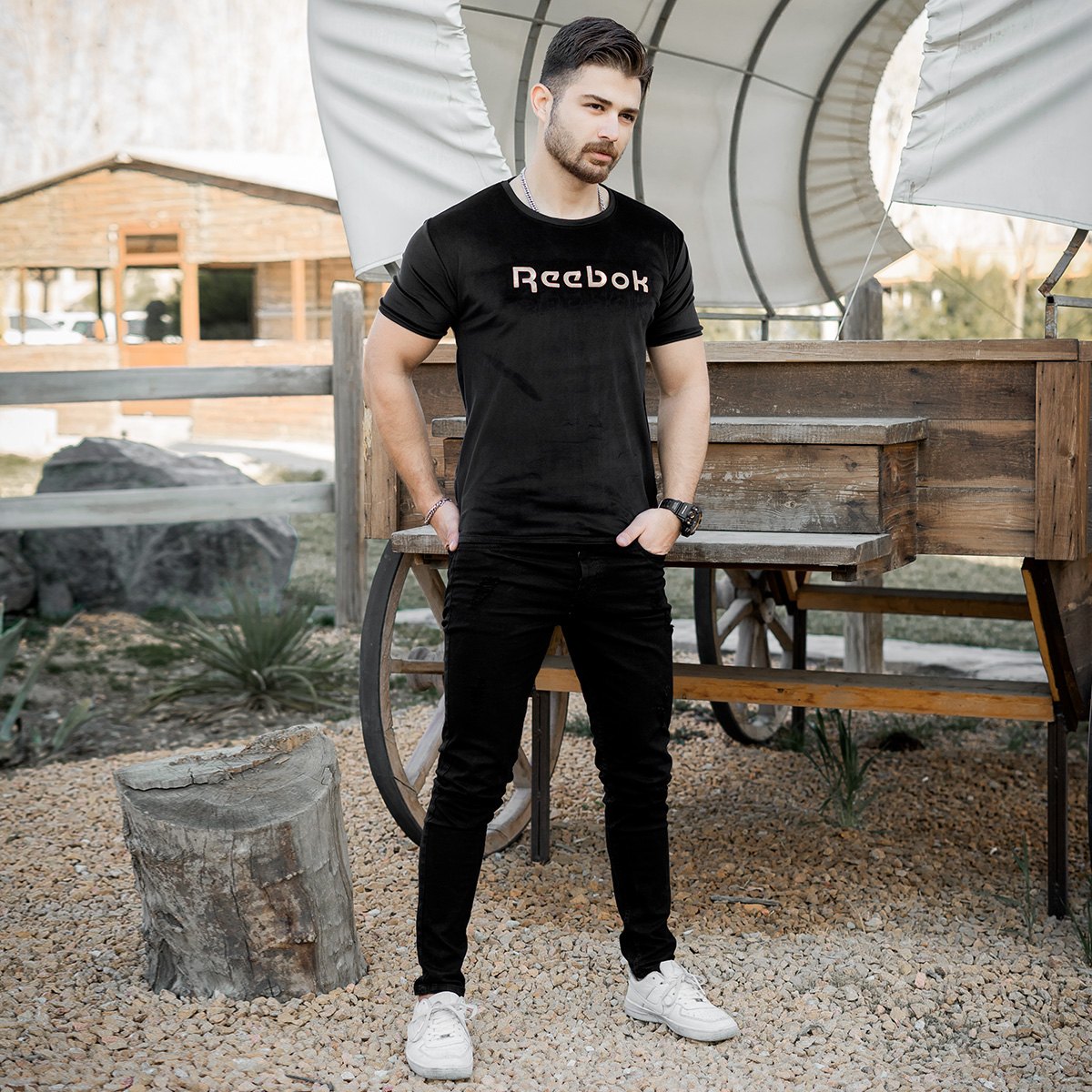 تیشرت مخمل مردانه مدل Reebok