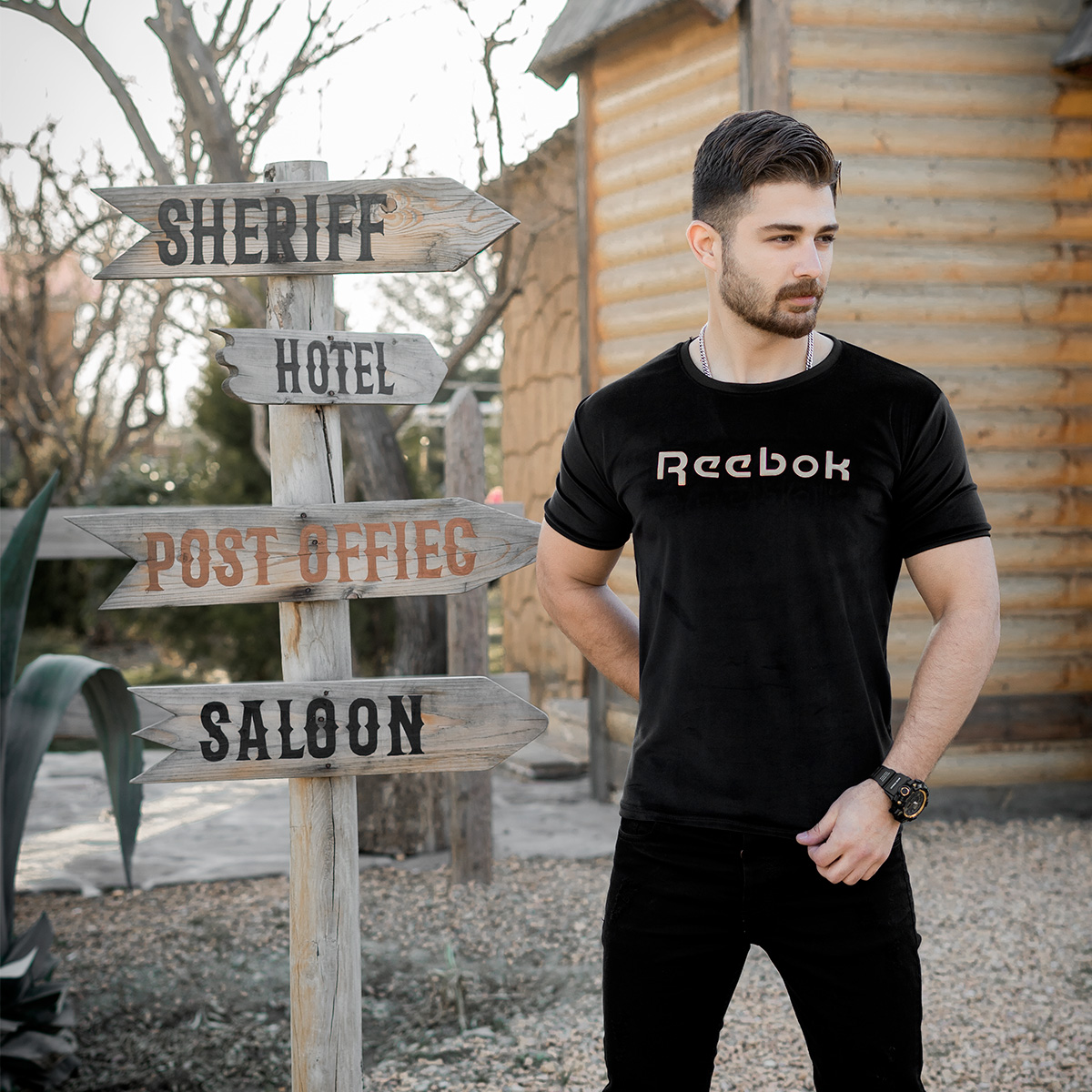تیشرت مخمل مردانه مدل Reebok