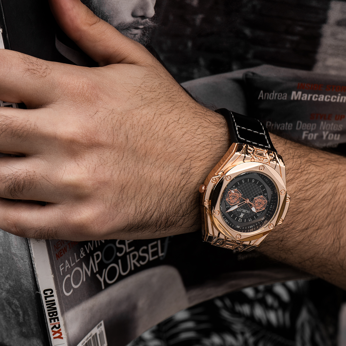 ساعت مچی Hublot قاب رزگلد مدل G705