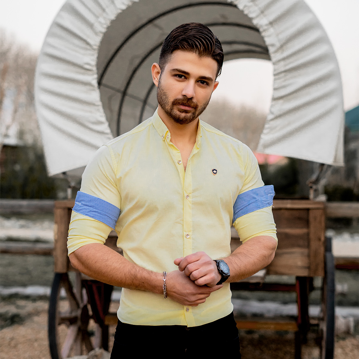 پیراهن مردانه زرد مدلFarzin