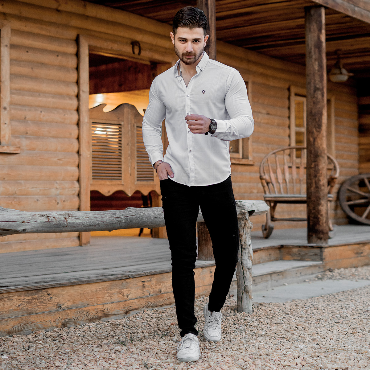 پیراهن مردانه سفید مدلFarzin
