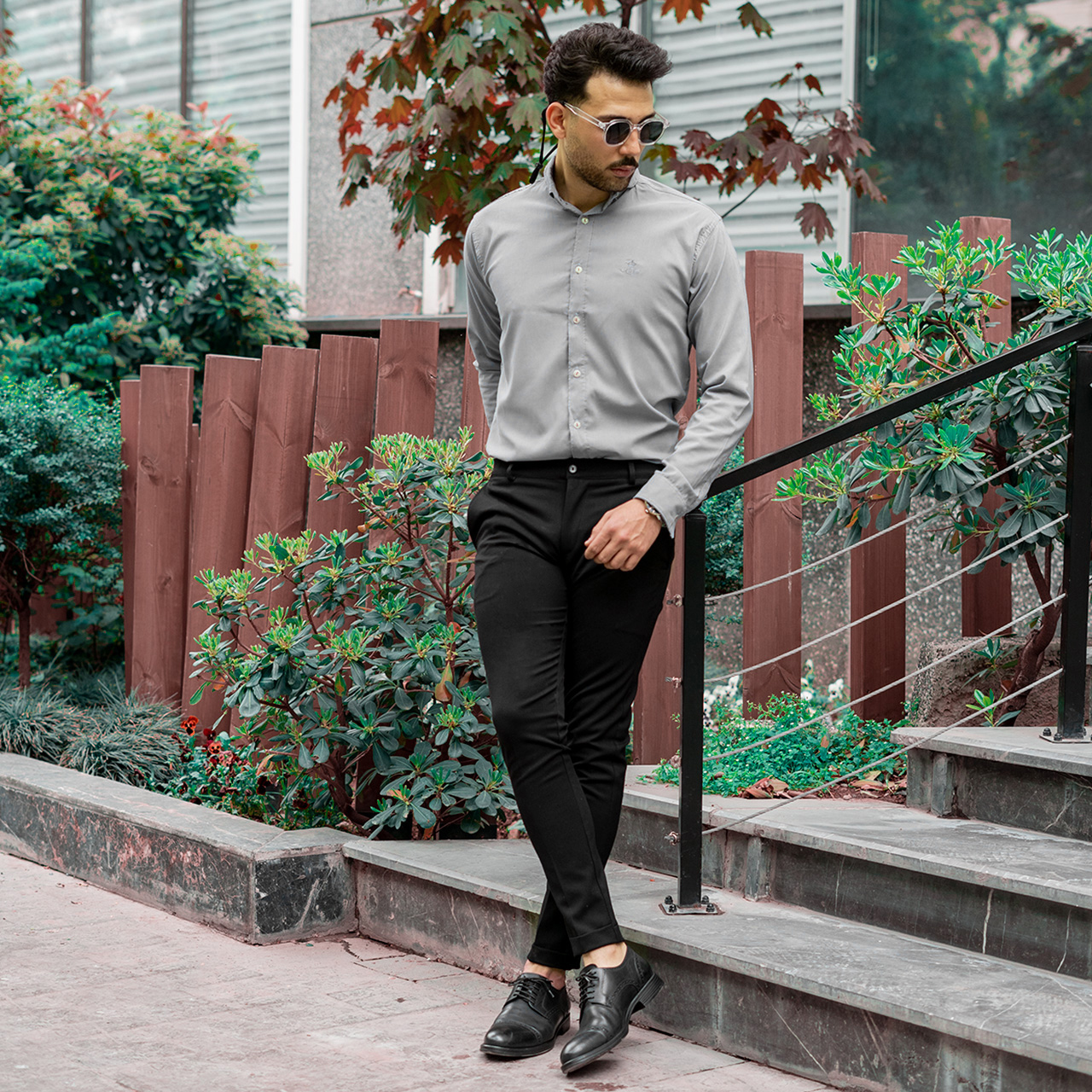 پیراهن طوسی مردانه مدل Yazdan