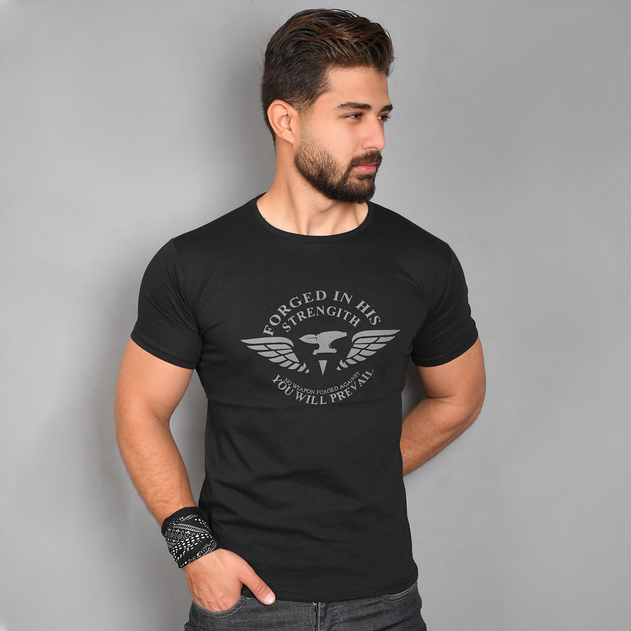تیشرت (T) مردانه مشکی مدل Forged