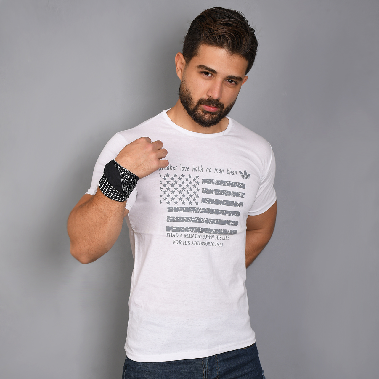 تیشرت مردانه سفید(T) مدل Amrika