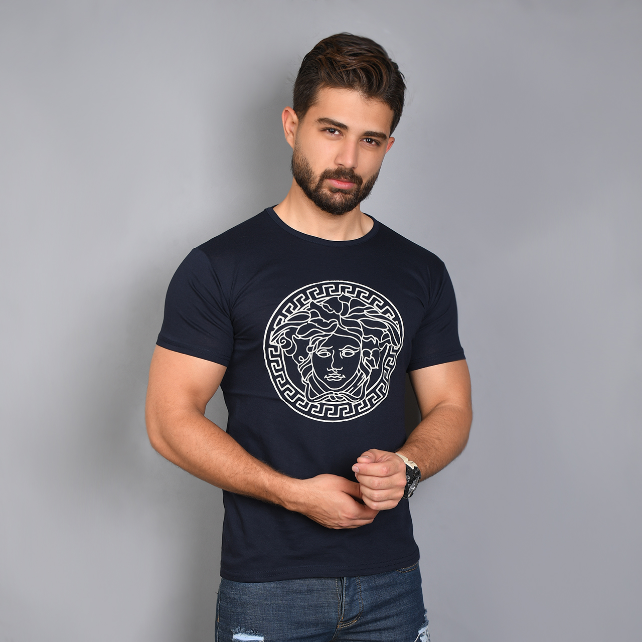تیشرت (T) مردانه سرمه ای مدل Versace