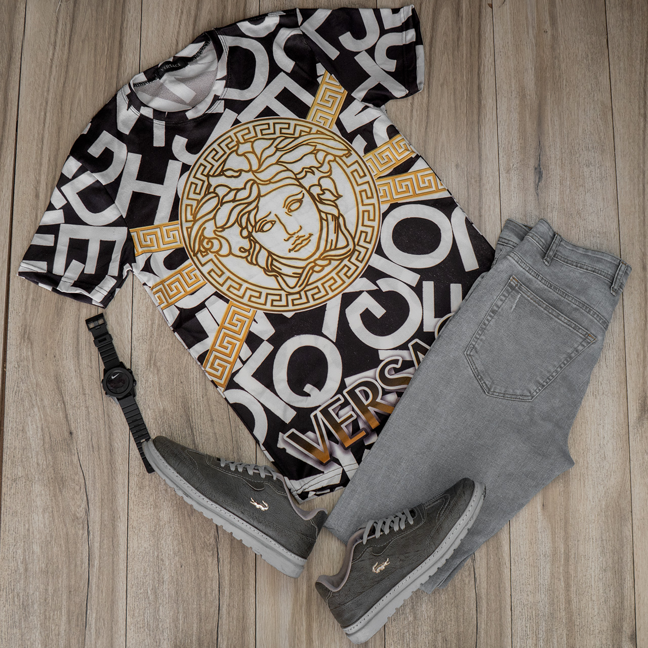 تیشرت مردانه طرح حروف مدل Versace