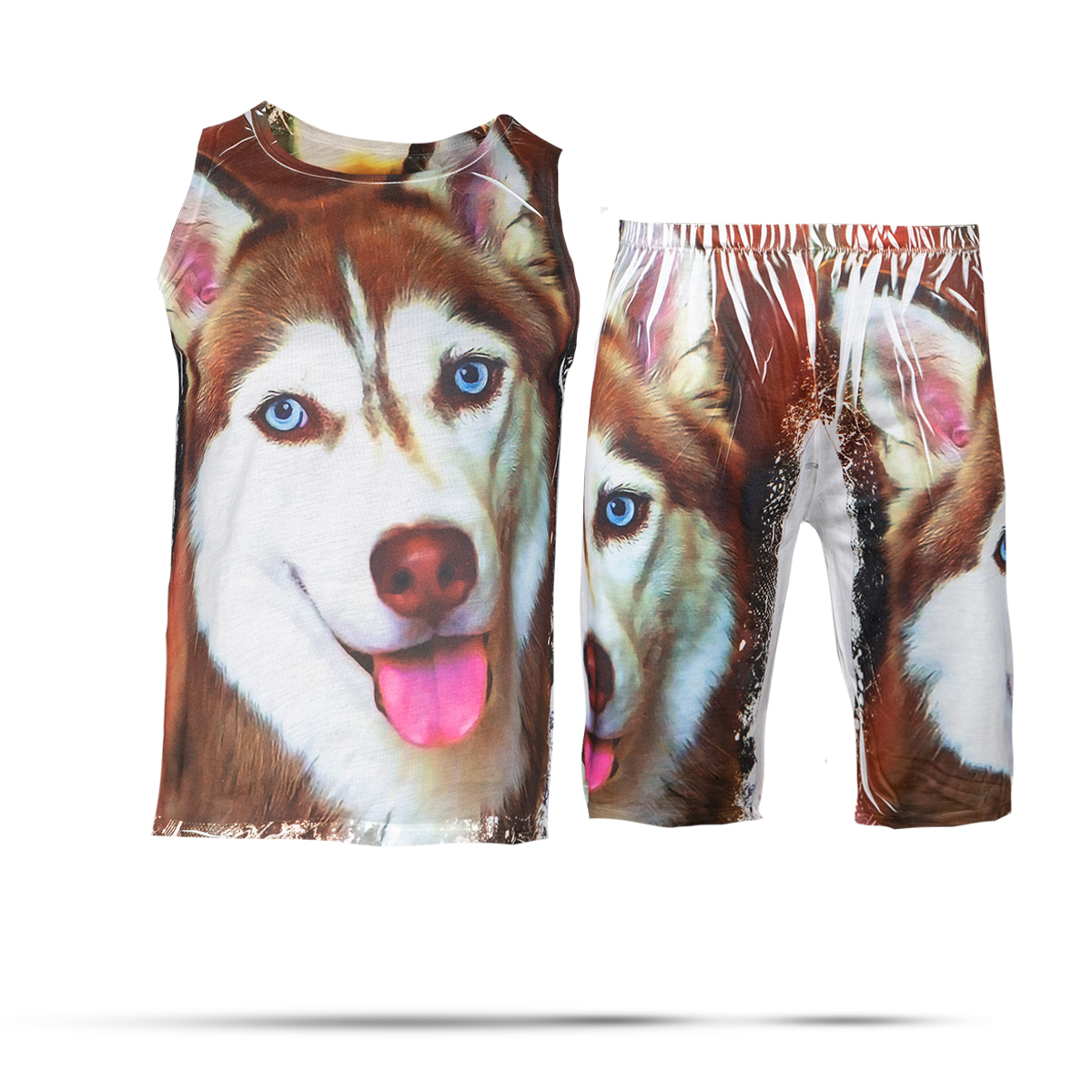 ست رکابی شلوارک قهوه ای مردانه مدل Husky