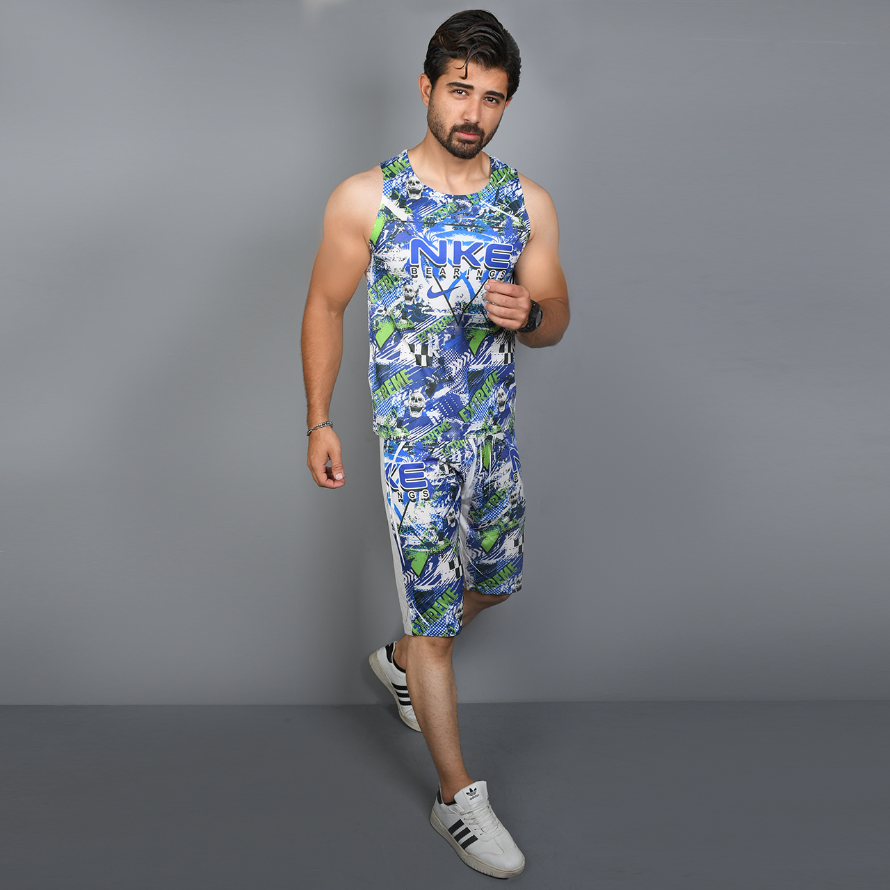ست رکابی شلوارک آبی مردانه مدل Nike 40