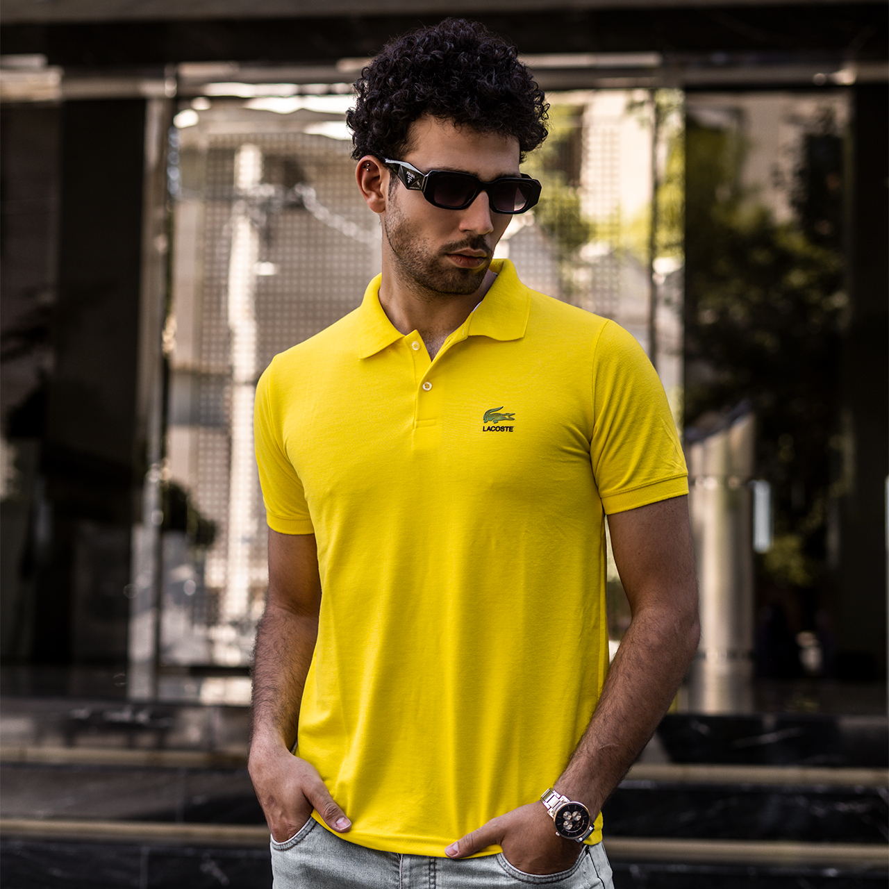 تیشرت مردانه Lacoste جودون-زرد مدل Mahyar