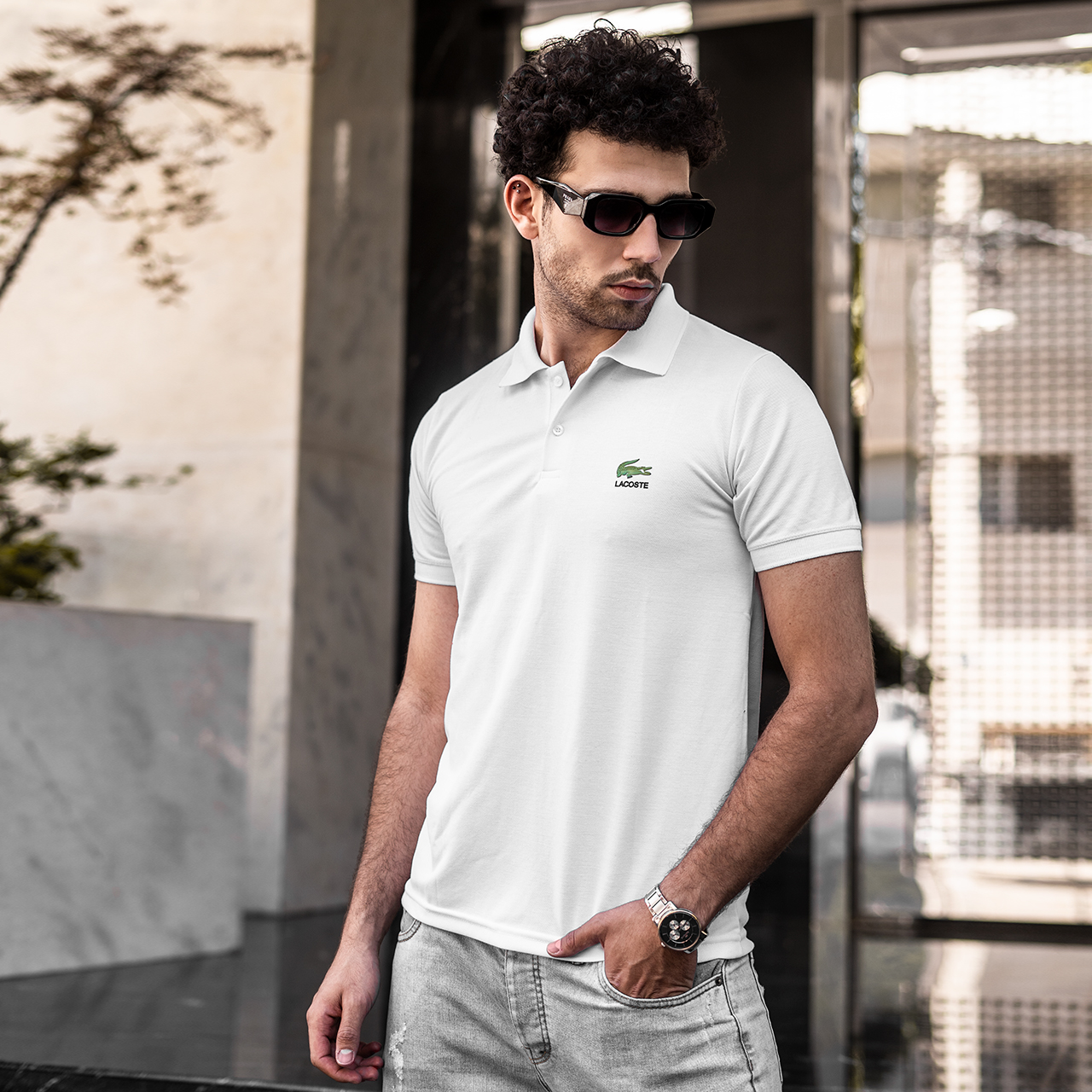 تیشرت مردانه Lacoste جودون-سفید مدل Mahyar