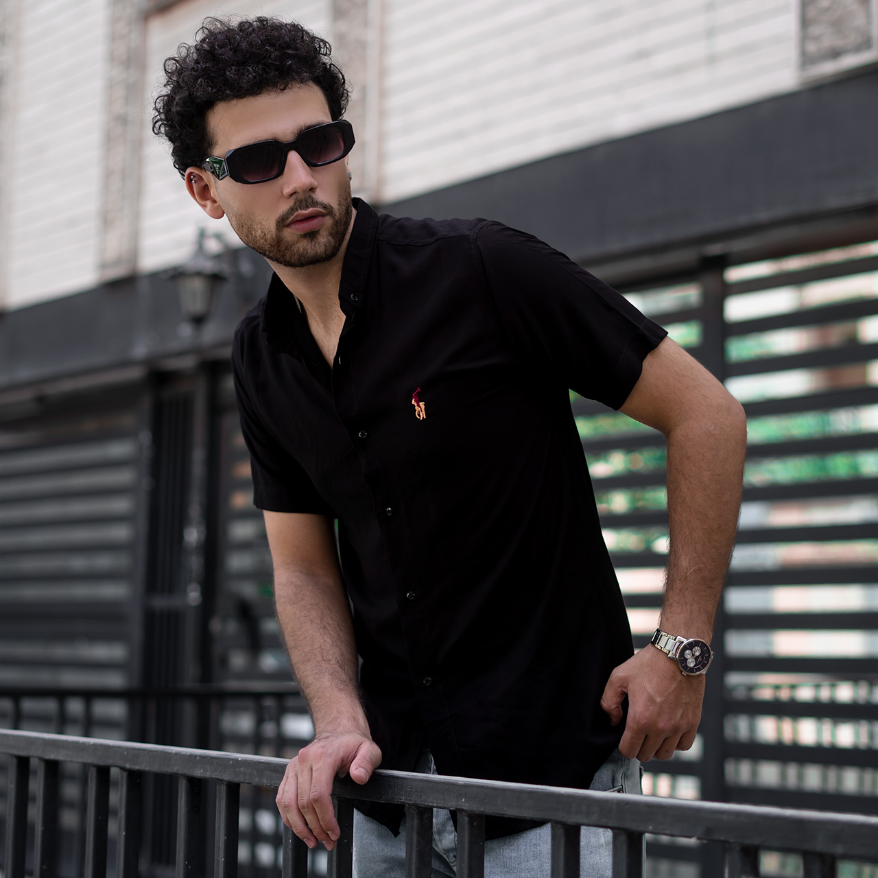پیراهن Polo مشکی مردانه مدل W99