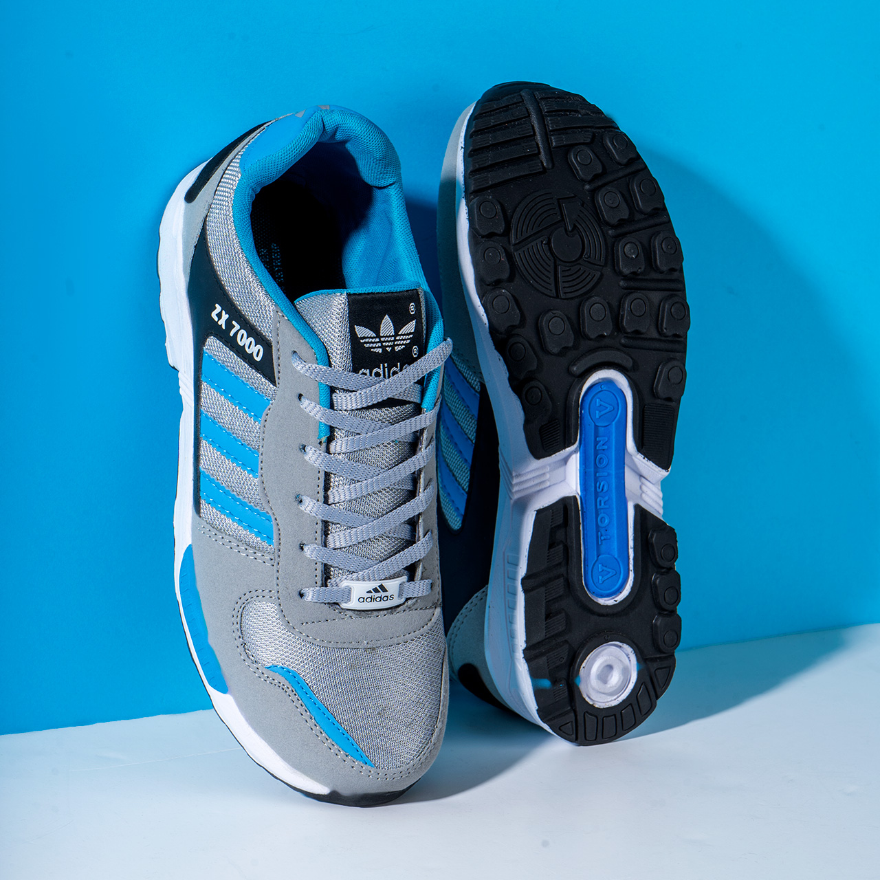 کفش ورزشی مردانه طوسی آبی مدل ZX7000