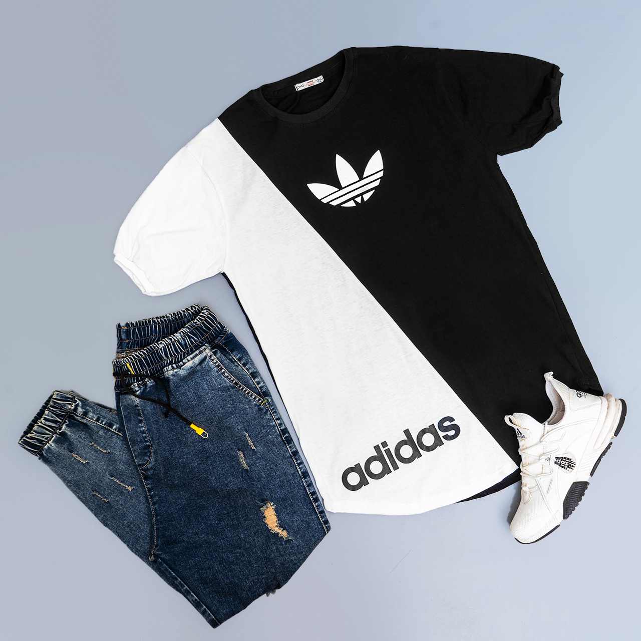 تیشرت Adidas مشکی سفید مردانه مدلBehnam