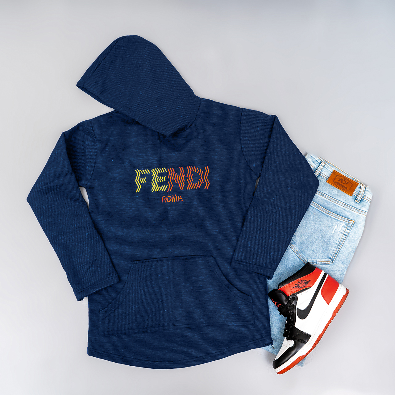 هودی مردانه Fendi سرمه ای مدل K90