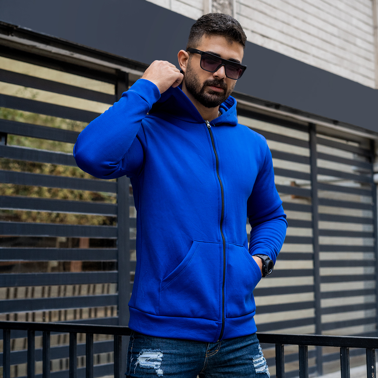 سوییشرت آبی مردانه مدل sabin