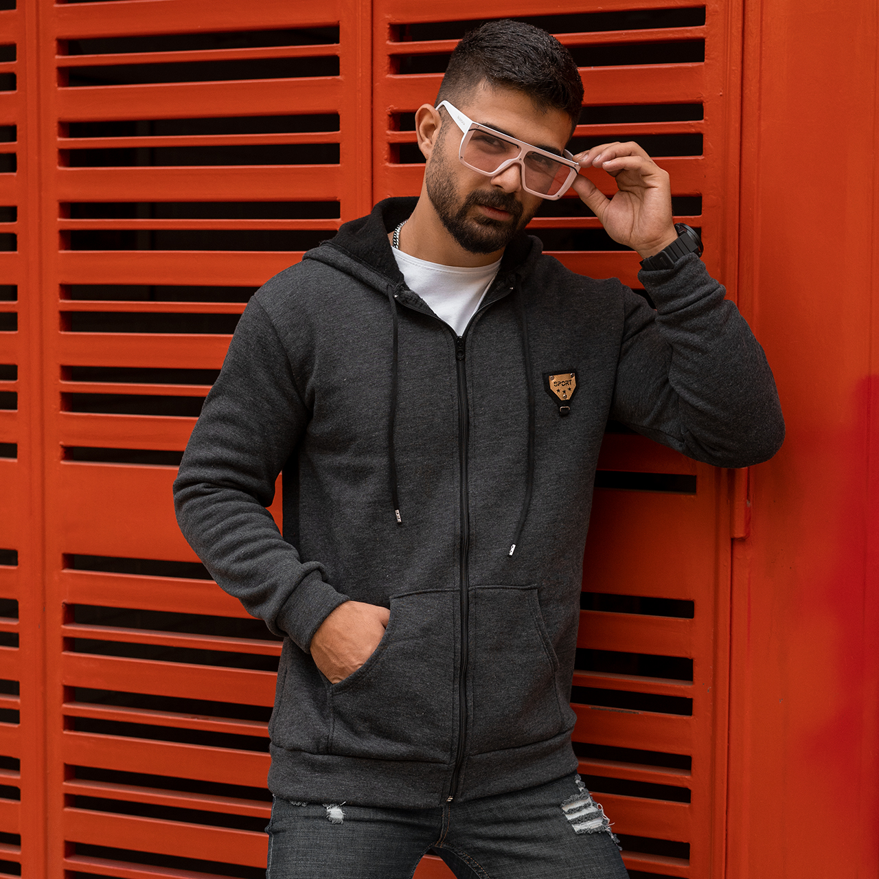 سوییشرت طوسی تیره Sport مردانه مدل T63