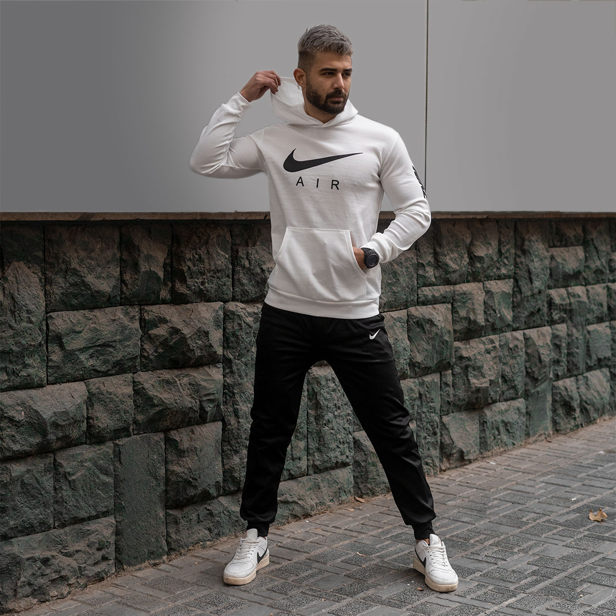 ست هودی شلوار سفید مردانه مدل Nike Air