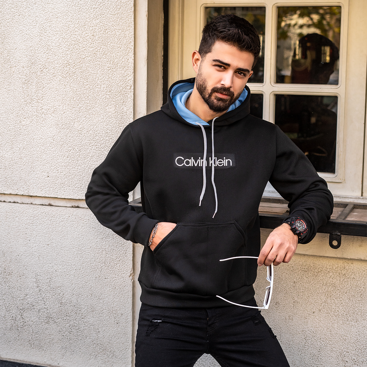 هودی مردانه مشکی Calvin Klein مدل DATAM
