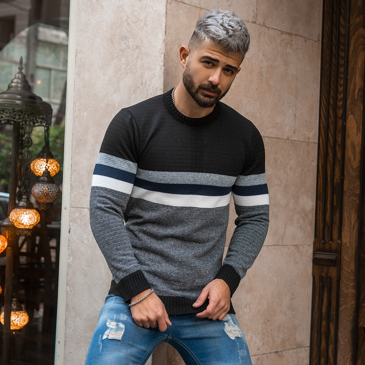 پلیور مردانه مشکی مدل MISHA