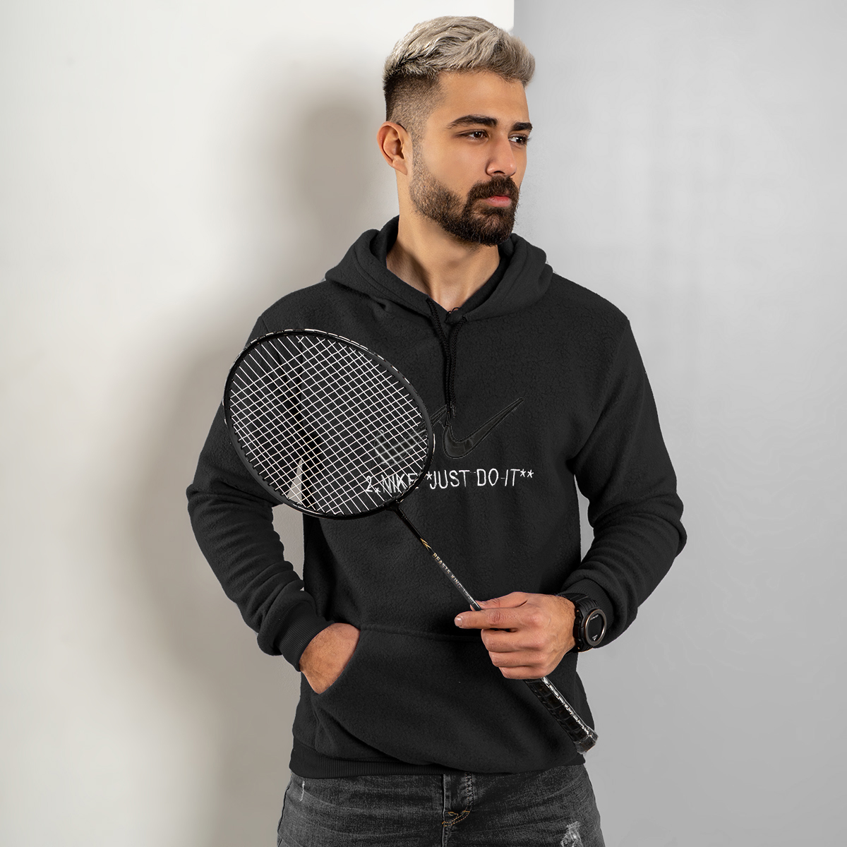 هودی مردانه مشکی 2Nike مدل kavalo