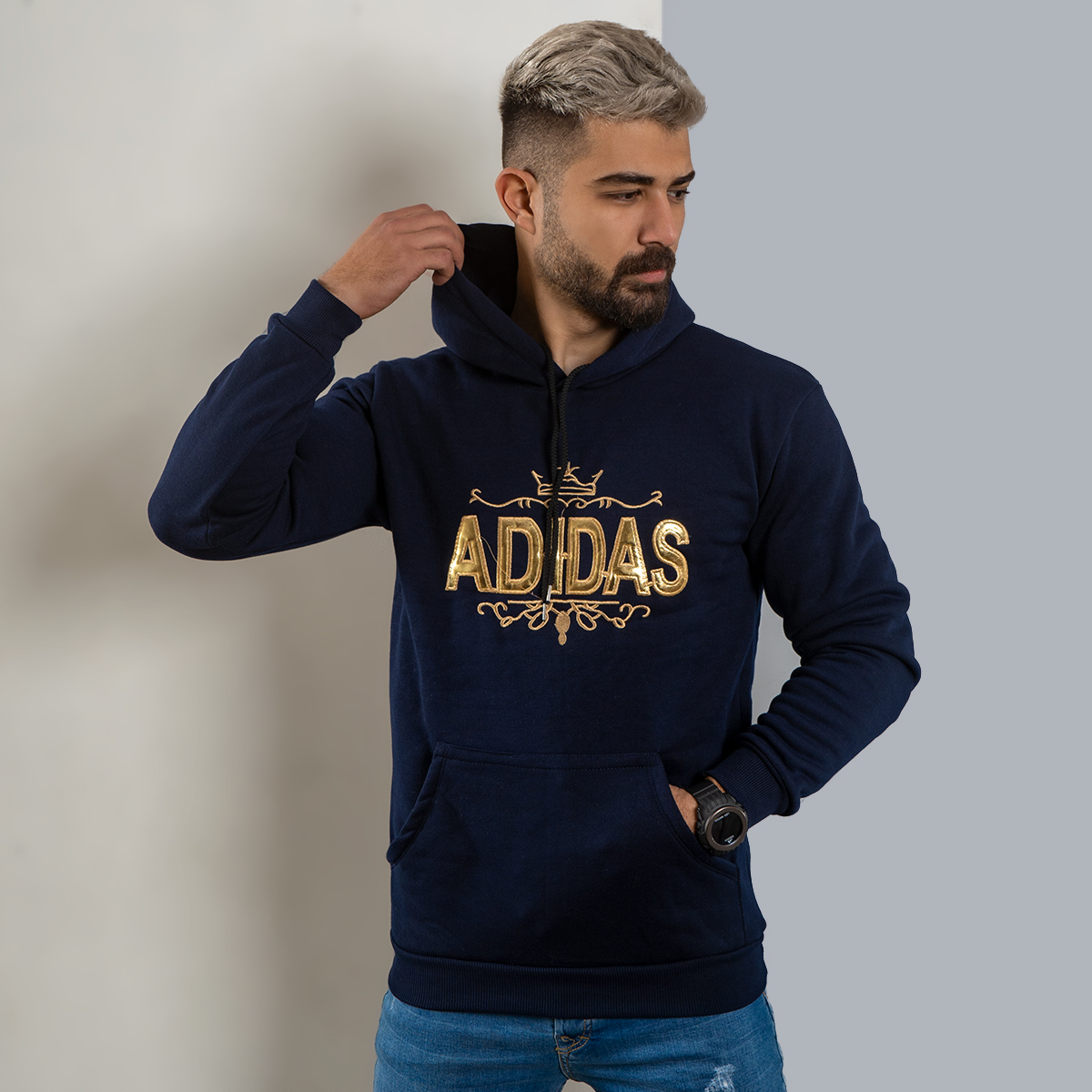 هودی مردانه Adidas سرمه ای مدل Sahand