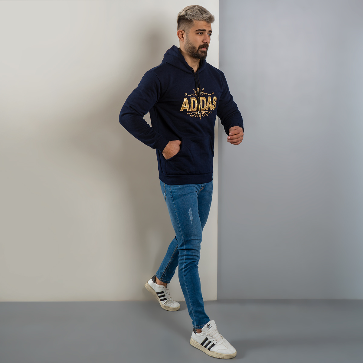 هودی مردانه Adidas سرمه ای مدل Sahand