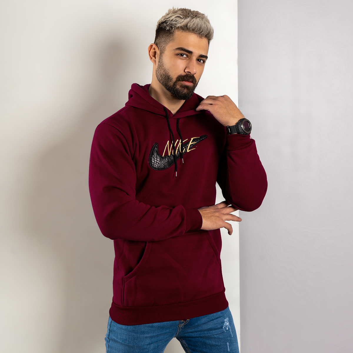 هودی Nike زرشکی مردانه مدل Henry