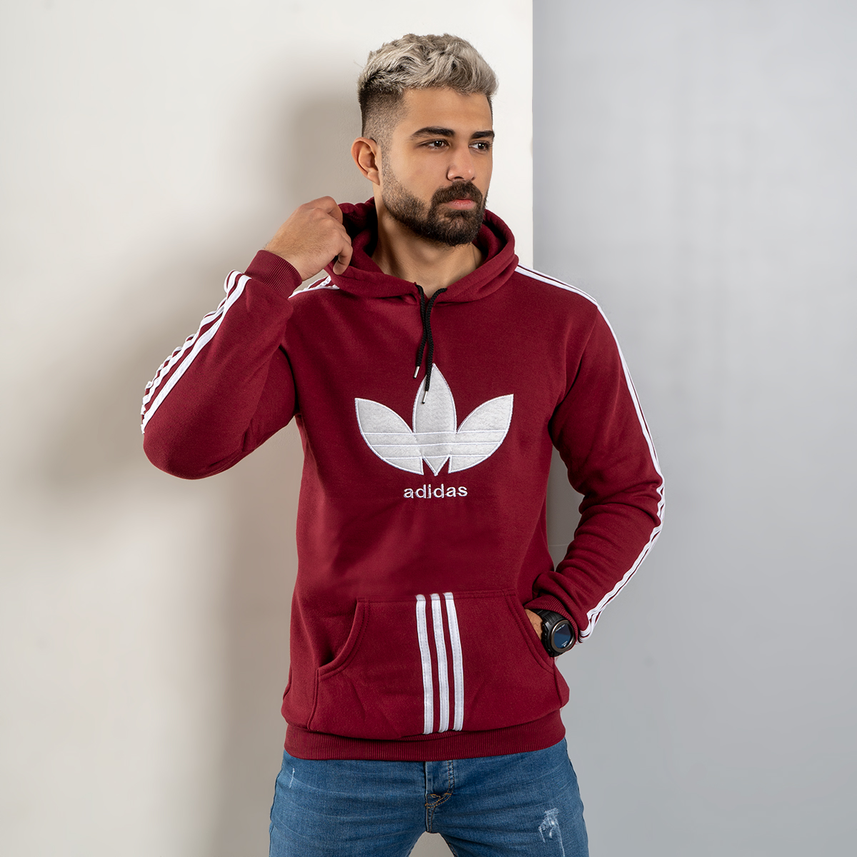 هودی مردانه Adidas زرشکی مدل Patrick