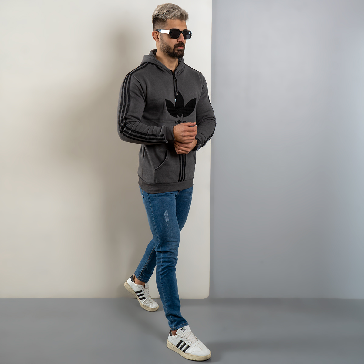 هودی مردانه Adidas طوسی مدل Patrick