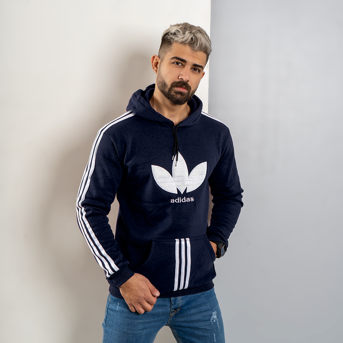 هودی مردانه Adidas سرمه ای مدل Patrick