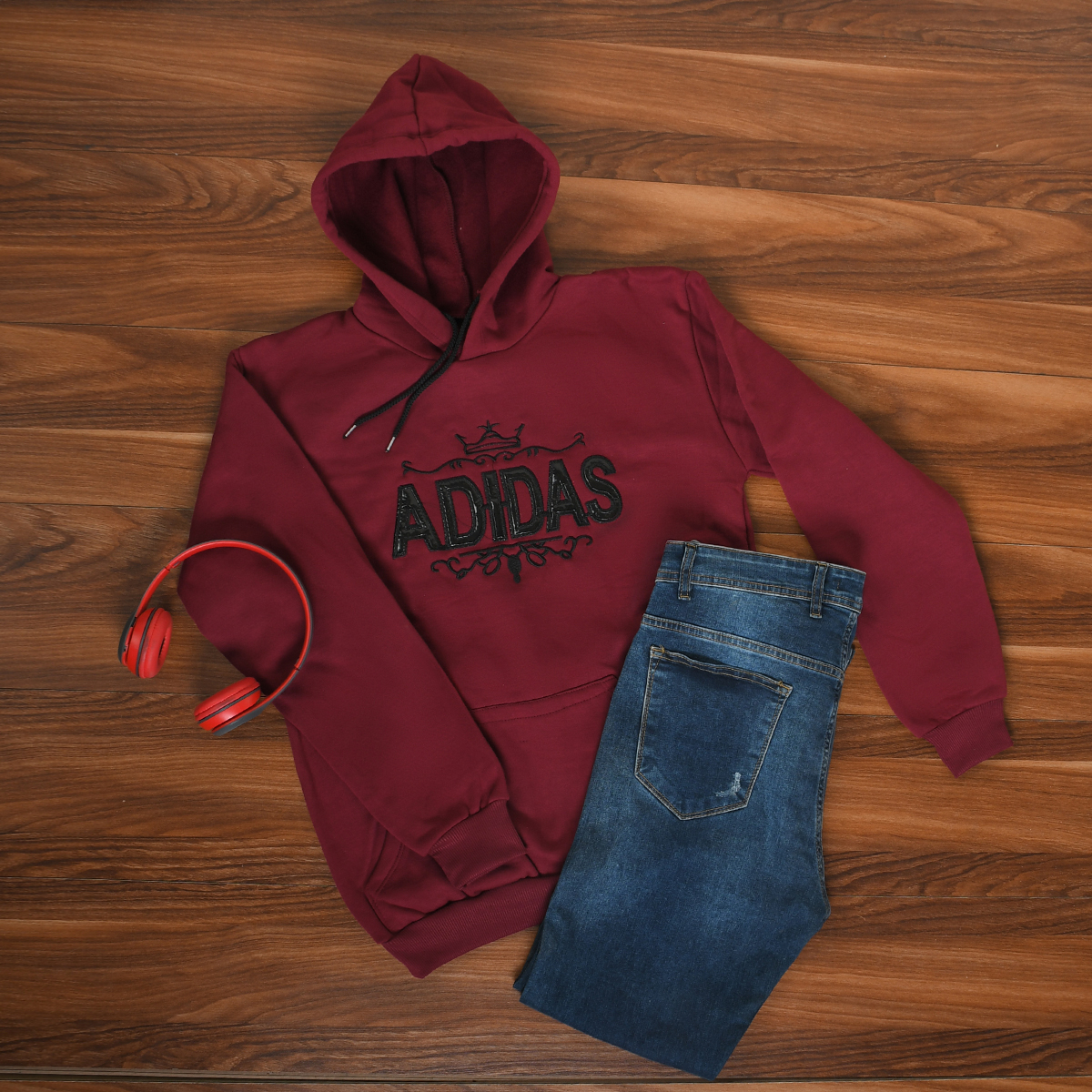 هودی مردانه Adidas زرشکی مدل Sahand