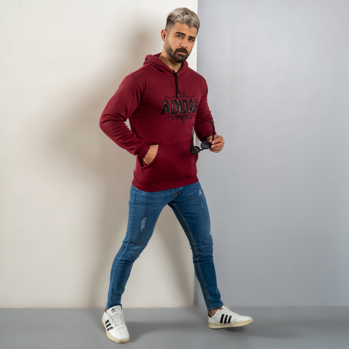 هودی مردانه Adidas زرشکی مدل Sahand