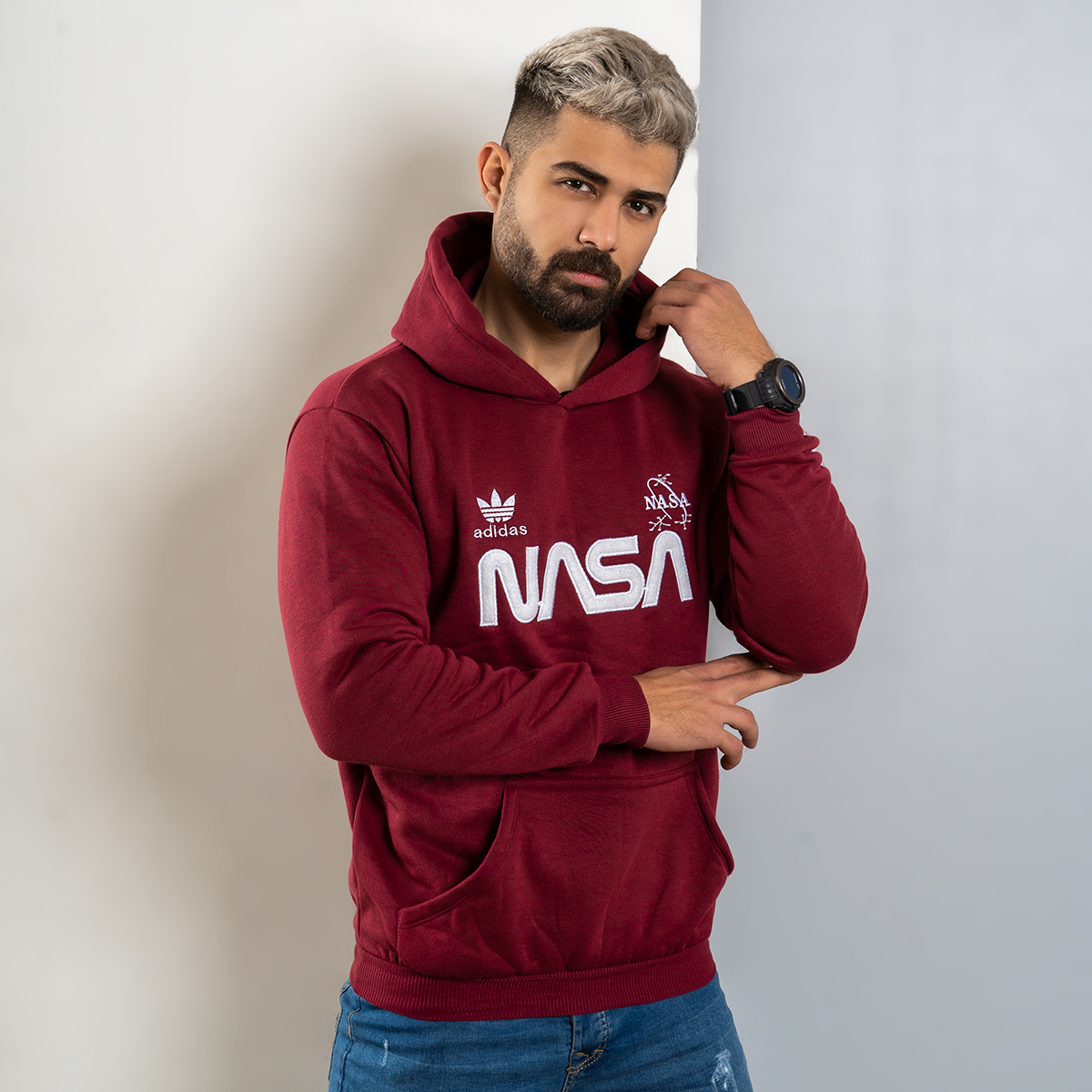 هودی مردانه Nasa زرشکی مدل Jason