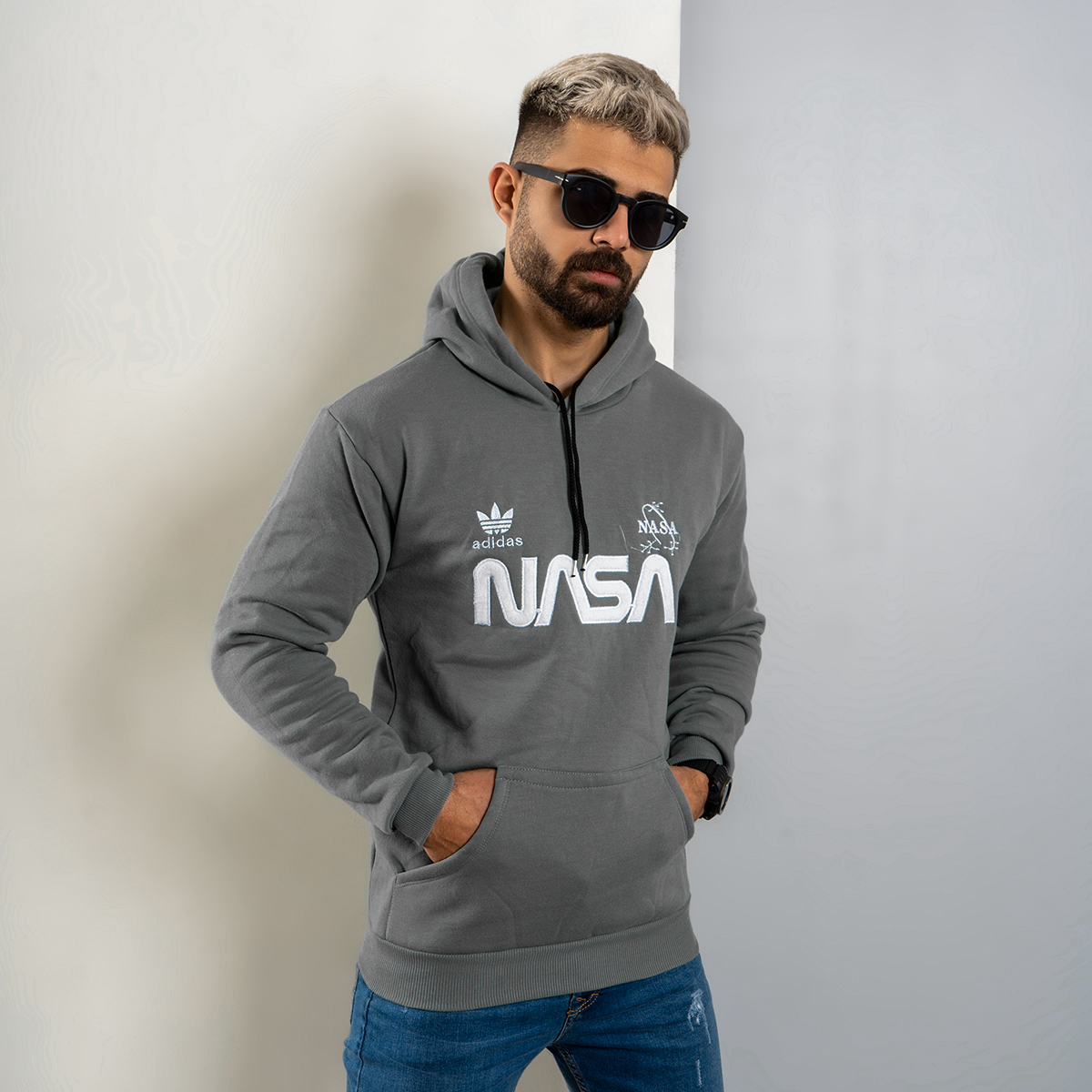 هودی مردانه Nasa طوسی مدل Jason