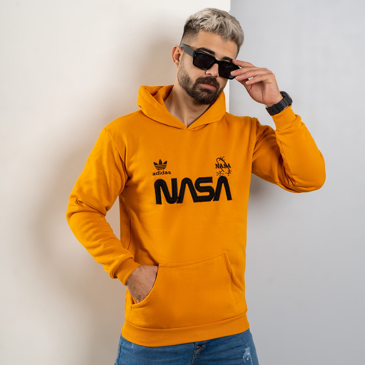 هودی مردانه Nasa خردلی مدل Jason