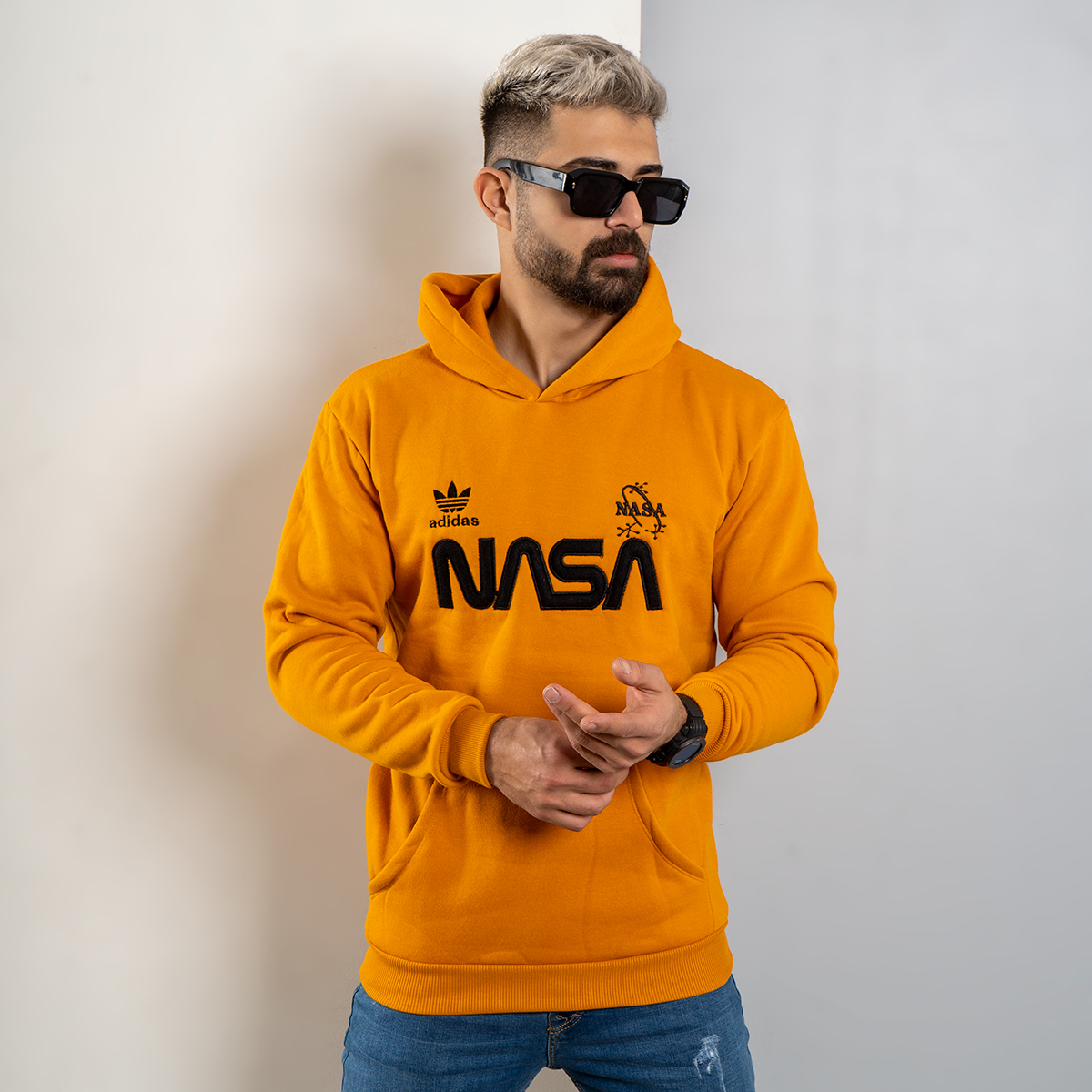هودی مردانه Nasa خردلی مدل Jason