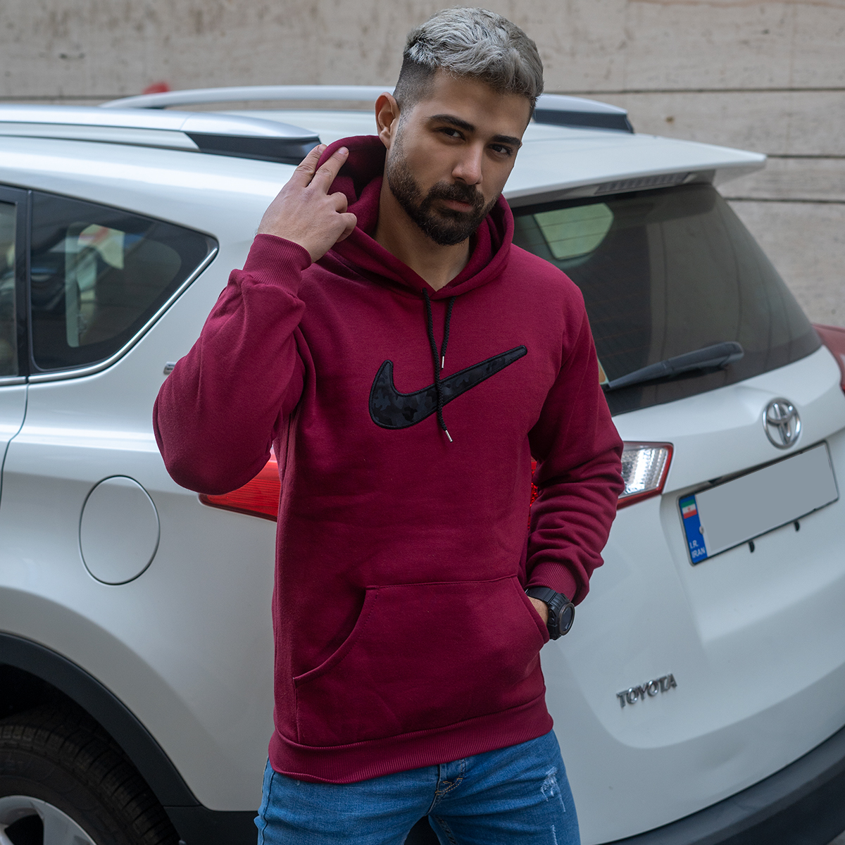 هودی Nike زرشکی مردانه مدل Raymond