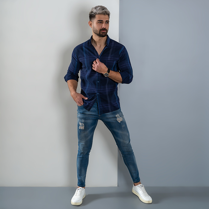 پیراهن مردانه سرمه ای مدل vahid